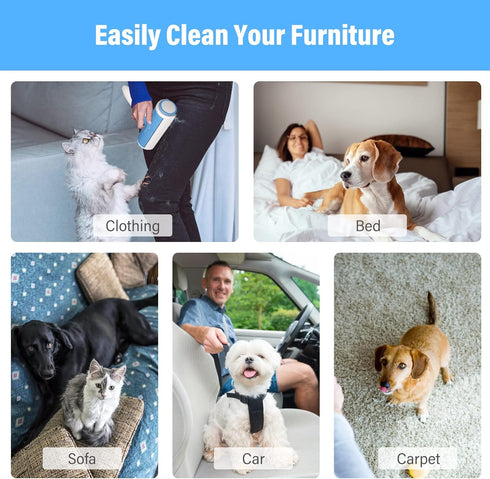 Pet Hair Remover Roller - Reusable Multi-Surface Lint Roller for Cat and Dog Hair, Self-Cleaning Tool for Furniture