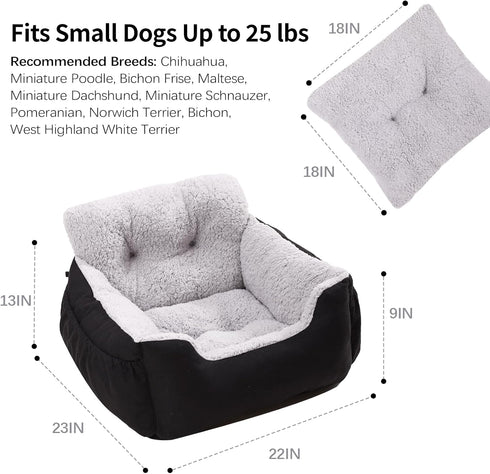 25 lbs, Oiilores Dog Car Seat for Small Dogs,Washable Pet Booster Seats for Car with Clip-On Safty Leash, Reversible