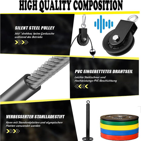 Upgraded Cable Pulley System - DIY LAT and Lift Weight Pulley Machine Attachment for Home Gym