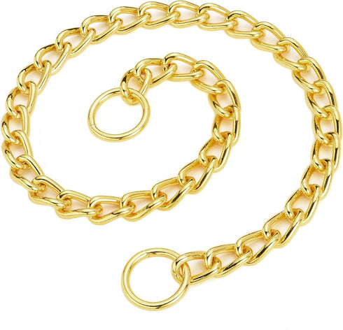 Mogoko Stainless Steel Dog Choke Chain Collar, Puppy Metal P Chain Slip Collar for Training Walking (Gold; 3.0mm; 20.0