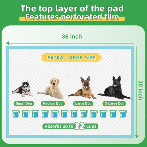 Dog Pads Extra Large 30"x36", 30-Count XXL Puppy Pads, Super Absorbent Disposable Bed Pads