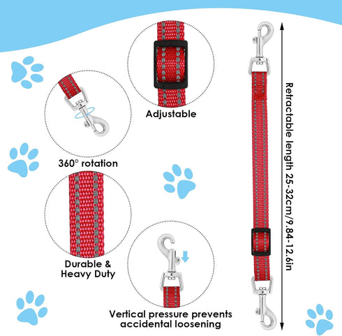 Cobee Dog Collar Clips, 2 Pcs Reflective Nylon Puppy Collar, Safety Adjustable Backup Clasp for Dogs (Red, Blue)
