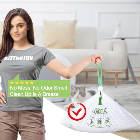 4 3, 100 Pack, Cat Litter Box Liner Compatible with Litter Box Robot & Waste Bags Waste Drawer Liners Heavy Duty White