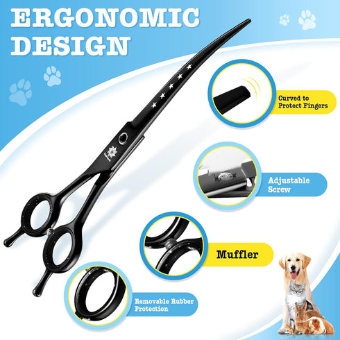 7 Inch 6 1 Set Dream Reach Dog Grooming Scissors - Professional in Pet Grooming Kit Sharp and Durable Shears Thinning
