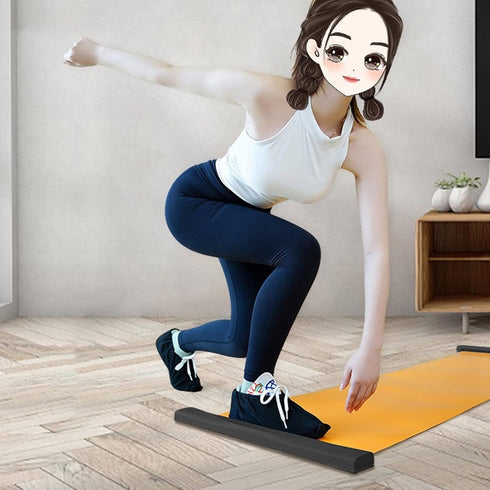 Yoga Fitness Slide Board Sliding Mat with End Stops, Quiet Sports Slide Mat for Body Shaping Workout