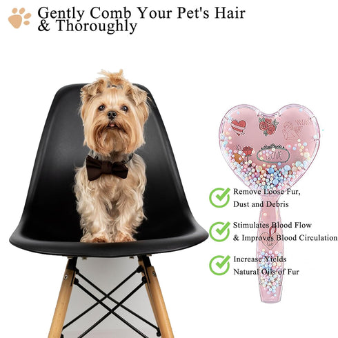 Small Dog Brush, Soft Dog Grooming Comb for Shih Tzus, Yorkies, Maltipoos, Maltese, Love Shape Puppy Massaging Pet Hair