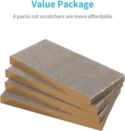 AGYM Cat Scratchers 4 Packs, Large Cardboard Scratching Pad for Indoor Cats and Kittens, Easy for Cats to Scratch
