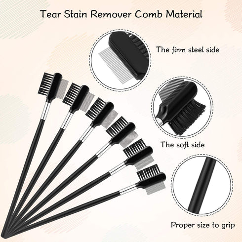 Mudder 6 Pieces Dog Eye Comb, Double Head Tear Stain Remover Comb for Small Cat Puppy Grooming