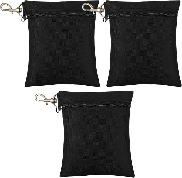 Shappy 3 Pcs Golf Tee Bag, Zipper Golf Ball Clip Pouch Utility Holder with Metal Lobster Claw Clip for Golf Accessories