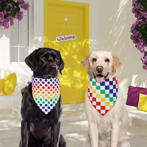 Agroon 2PCS, 4 Pride Dog Bandanas Small Pattern Colorful Scarf for Boy and Girl, Triangle Reversible Bibs Breed