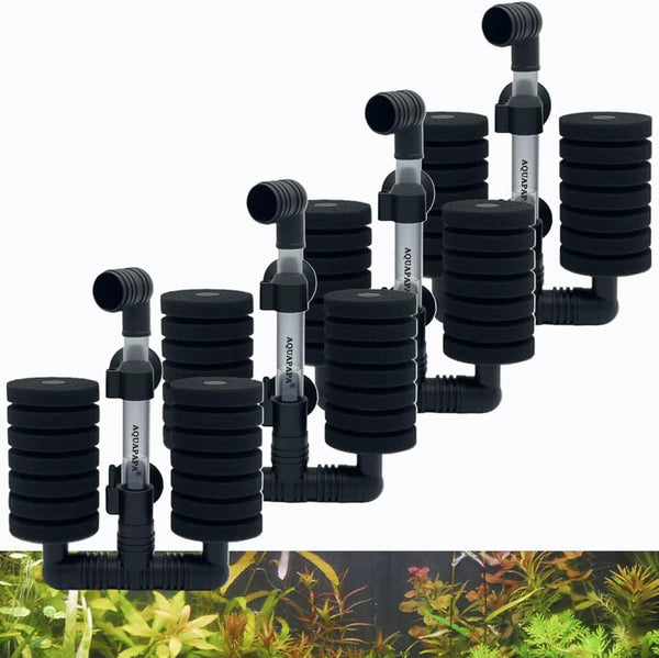 4X Dual Bio Sponge Filter for Betta Fry Aquarium, 4-Pack for Up to 30 Gallon