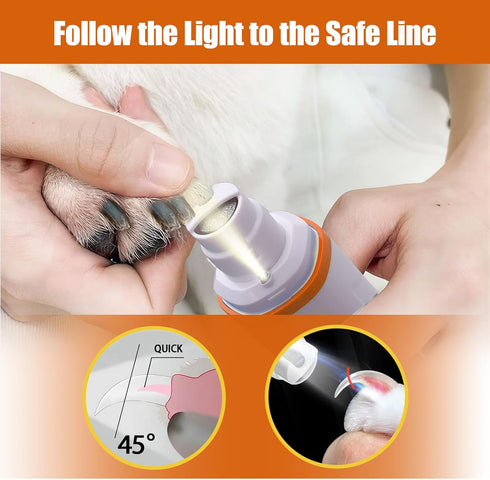 TAILNERY 2026 3-Speed, 3-Port Trimmer Upgraded Dog Nail Grinder Quiet with LED Light & Low Noise - Professional Dog