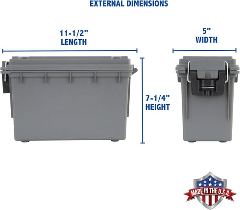 Sheffield 12628 Field Box, Pistol, Rifle, or Shotgun Ammo Storage Box, Tamper-Proof Locking Ammo Can, Water Resistant, Made in The U.S.A, Stackable, Gray by Sheffield