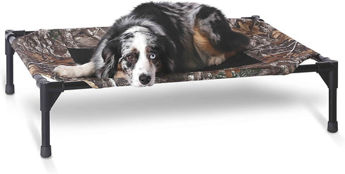 K&H Pet Products Cooling Elevated Dog Bed - Outdoor Raised Dog Bed with Washable Breathable Mesh, Medium Realtree Edge
