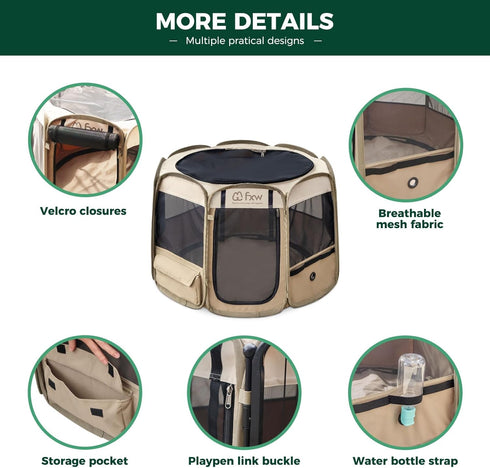 36 inchPatent FXW Gotent Unleashed Dog Playpen Designed for Indoor/Outdoor/Travel Use, Suitable for Puppy and Small
