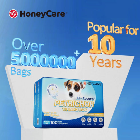 HONEY CARE All-Absorb Dog and Puppy Training Pads, Large 22" x 23", 100 Count, Blue