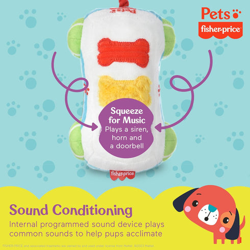 Fisher-Price for Pets Sound-Bites Plush Toy Xylophone, Noise-making Chew Toy for Puppies, Multifunctional