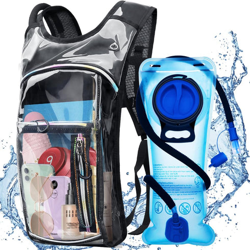 Hydration Backpack with 2L Bladder - Water Pack for Raves, Hiking, Cycling, Climbing, Running, Camping