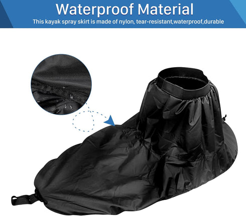 Zerone Universal Kayak Spray Skirt, Adjustable Nylon Cover for Water Sports