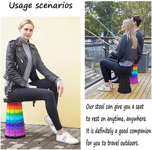 Softfree 500lb, Portable Telescoping Stool for Adults Heavy Duty, Plastic Collapsible Chair Can Hold Retractable
