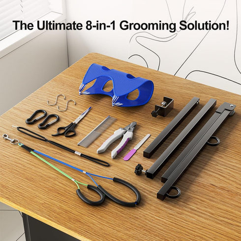 ALLPETS&CO 27"-40" Hammock, 4pc Set Portable Foldable Dog Grooming Arm Kit: Adjustable with Heavy Duty Clamp & Grooming