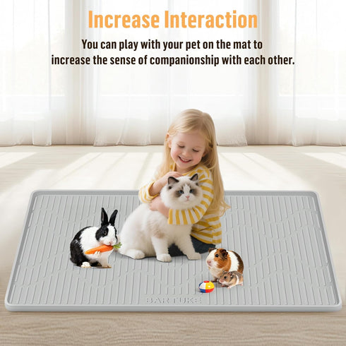 46 x32 Silicone Pet Cage Liner Mat, Small Animals Floor Bed Mat Washable & Reusable Rabbit Playpen Mat, Pet Training