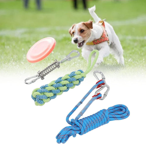 Asixxsix Spring Pole Dog Rope Toy, 16.4ft Outdoor Bungee Hanging Toy for Small Medium Large Dogs