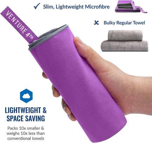 4TH Backpacking, Swimming, 3 VENTURE Quick Dry Travel Towel - Fast Drying Ultra Soft Microfiber Towels - Essential