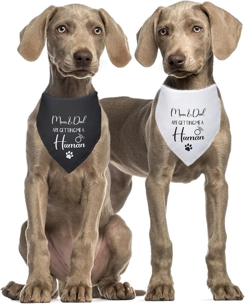 2 PCS Dog Bandanas for Pregnancy Announcement - Mom Dad are Getting Me a Human, Gender Reveal Photo Prop