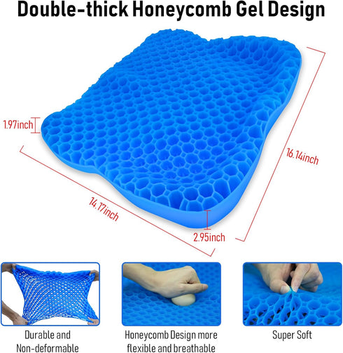 NEW-Vi Anti-Slip Kayak Seat Cushion, Double Thicken Gel Cushion for Kayaking, Pain Relief Accessories
