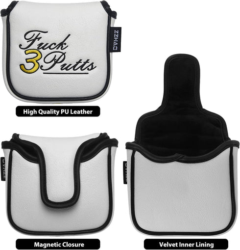 ZZHAO Funny Magnetic Mallet Golf Putter Cover, Fits Most Mallet Putters, Golf Gifts for Dad, 5.5 x 4.7 x 1.2