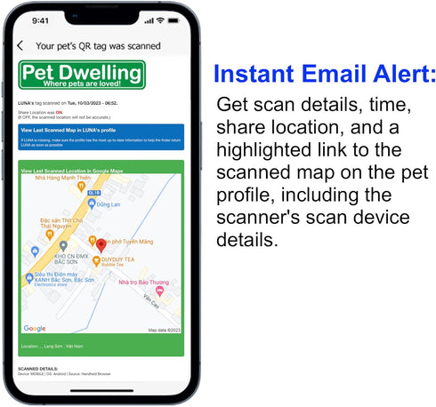 QR & NFC Pet Tag, Easy Scan Instant Location Alerts, Smart AI-Featured Pet Profile for Dogs (Black Paw)