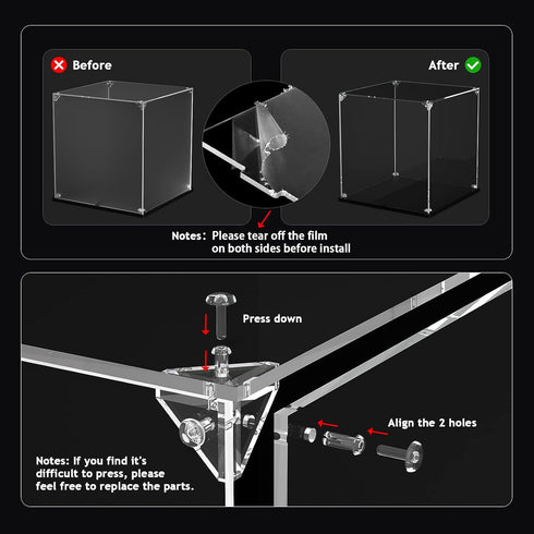 Self Assemble Clear Acrylic Display Case for Collectibles, 10x10x15.7inch (25x25x40 cm) Acrylic Box Alternative