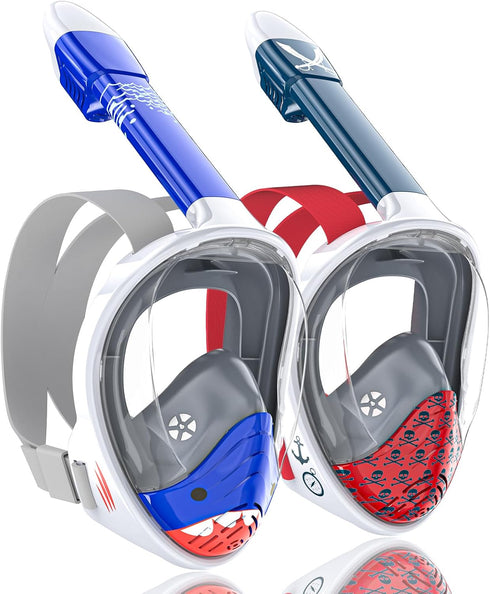 QingSong Kids Snorkel Mask Full Face Snorkeling Set with Camera Mount, Anti-Fog Gear
