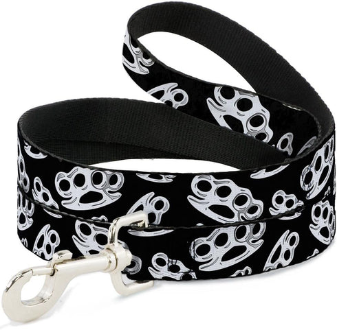 Buckle-Down Pet Leash, Brass Knuckles Black/White, 4 Feet Long, 1" Wide