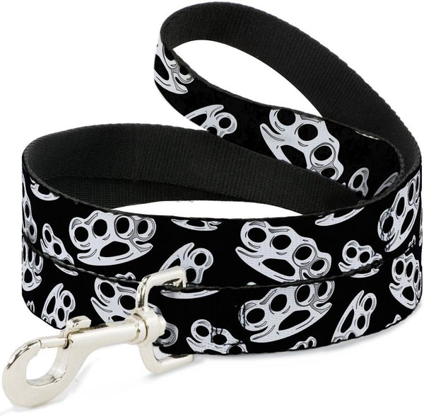 Buckle-Down Pet Leash, Brass Knuckles Black/White, 4 Feet Long, 1" Wide