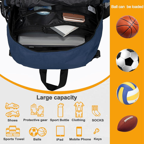 Goloni Soccer Backpack, Basketball Backpack with Ball Compartment & Shoe Compartment