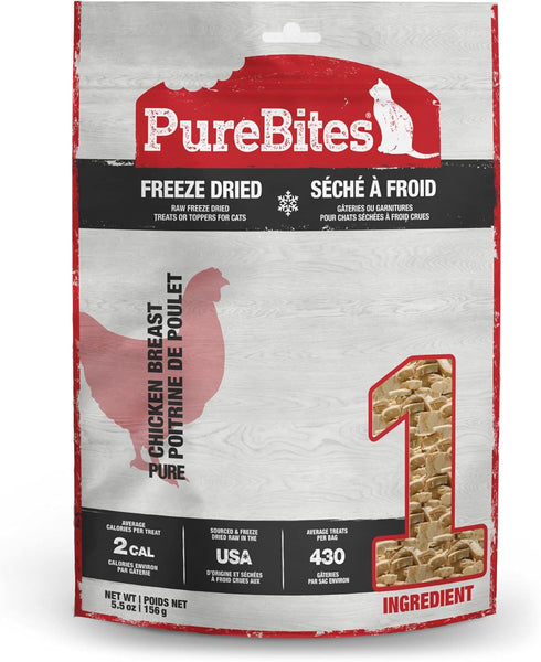 PureBites Chicken Breast Freeze Dried Cat Treats, 1 Ingredient, Made in USA,
