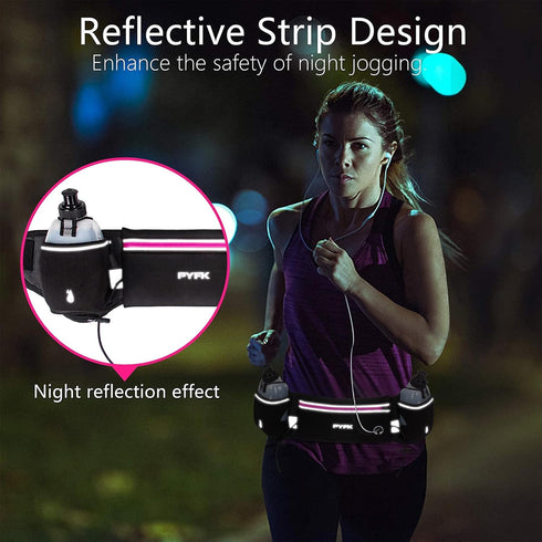 PYFK Upgraded Running Belt with Water Bottles, Hydration Pouch for Men and Women, Fits 7 inches Phones, Fanny Pack for
