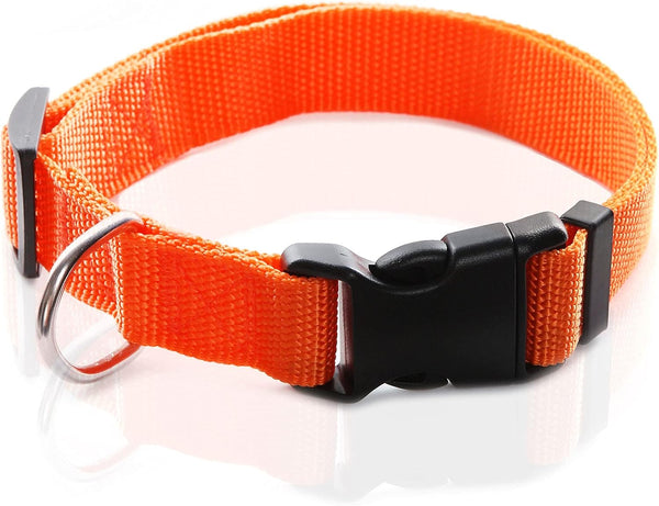 Adjustable Nylon Dog Collar for Large Medium Small Dogs, 1 Inch 3/4 Inch 5/8 Inch Wide (L(1" x 16-23"), ORANGE)