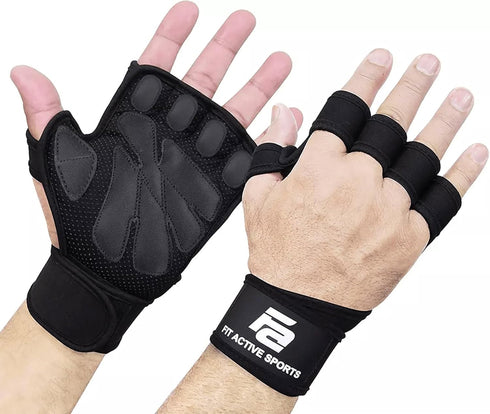 Fit Active Sports New Ventilated Weight Lifting Workout Gloves with Built-in Wrist