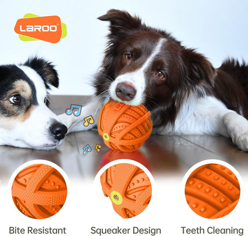 LaRoo Squeaky Dog Ball Toy, Durable Natural Rubber Chew Toy for Small Medium Large Dogs, Floating Training (3.5In