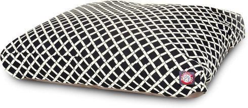 Black Bamboo Medium Rectangle Indoor Outdoor Pet Dog Bed with Removable Washable Cover by Majestic Pet Products