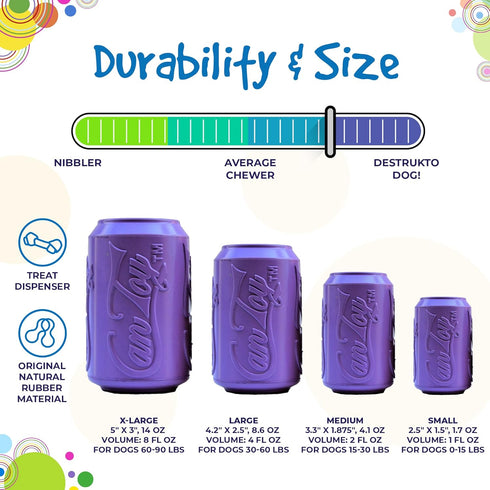 SodaPup Soda Can - Durable Dog Treat Dispenser & Chew Toy Made in USA from Non-Toxic Rubber