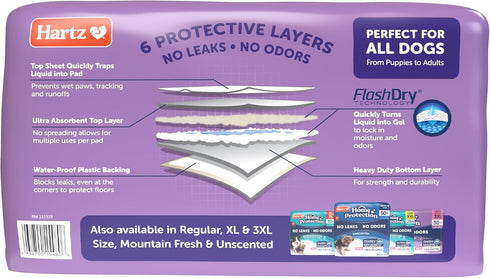 40 count Hartz Home Protection Super Absorbent Odor Eliminating Lavender Scented No Leak Dog Pads, XXL