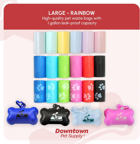 500 Count 12.5" 8.5" Downtown Pet Supply Scented Poop Bags for Dogs with Dispenser, - Leak-Proof Dog Waste Bags