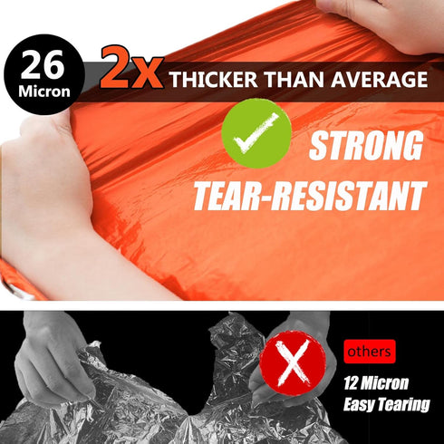 Frelaxy Emergency Blanket Extra-Thick Extra-Large 2-Pack/4-Pack with Whistles, Storage Pouches, EVA Case