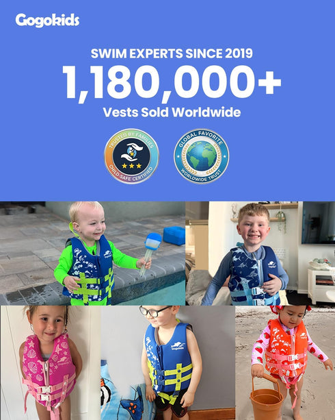 2-8 22-60 lbs Gogokids Toddler Swim Vest, Kids Floaties Boys & Girls Buoyancy Jacket for Pool & Beach, Fits Years /
