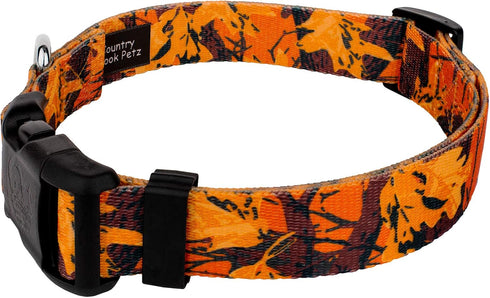 Country Brook Petz Deluxe Orange Sunset Camo Dog Collar - Made in The U.S.A. (1 Inch, Medium)