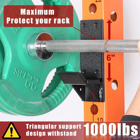 SYL Fitness J-Hooks for Squat/Power Rack, Heavy Duty Barbell Holder with UHMV Pads, Available in 2"x2" and 3"x3"